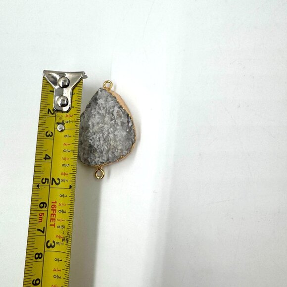 Smoke White Druzy Agate Geode Pendant 18K Gold Plated Boho Healing Crystal - Picture 3 of 16